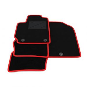 Tapis compatibles avec Kia Picanto 2017-2025, Bord Rouge, kit de Tapis de Voiture personnalis&eacute;, Tapis en Velours, Tapis de Voiture (Somer Car, neuf)