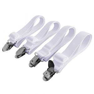 Beedsooth Lot de 4 Accessoires Literie Tendeur Draps R&eacute;glable Sangle Drap Housse &Eacute;lastique, pour Drap Lit, Canap&eacute;, Housse de Repassage - 60cm &agrave; 200cm, Blanc (SWEET BEDDING, neuf)