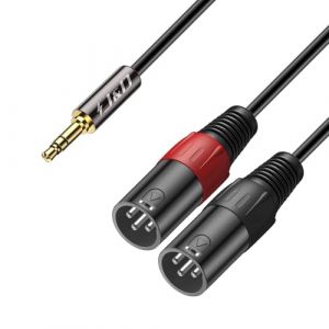 J&D 3,5mm 1/8 vers 2 XLR R&eacute;partiteur en Y C&acirc;ble, PVC &eacute;cal&eacute; 2X XLR M&acirc;le &agrave; 3.5mm TRS M&acirc;le Unbalanced Audio St&eacute;r&eacute;o Adaptateur de Patch C&acirc;ble Interconnexion pour DSLR Camera Smartphone Laptop Mic, 4,5m (J&D Tech FR, neuf)