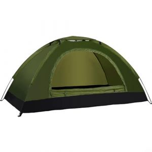 Tente de camping ultra légère avec abris et sac de transport étanche à double porte pour randonnée, randonnée et sorties (2 personnes, vert kaki) (ReachMall, neuf)