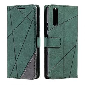 Vankii Coque pour Sony Xperia 5 IV, Rabat Portefeuille de Protection Cuir PU Etui, Silicone TPU Bumper Magn&eacute;tique Housse, Flip Porte Cartes avec Fonction Support Cover Antichoc Case (Vert) (Vankii EU Store, neuf)
