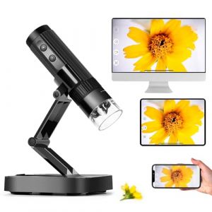 Microscope Numérique sans Fil USB, MatataStudio M2C Microscopes Portatif à Main 50X-1000X WiFi Microscope Électronique de Poche Éclairé par LED avec Caméra 1080P Support Réglable pour Enfants Adultes (Matatalab, neuf)