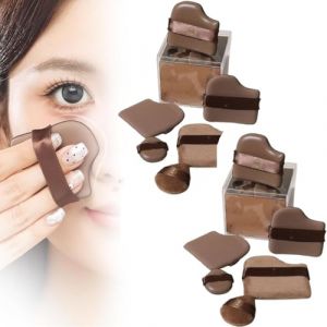 Guoxiaoniu Lot de 2 mini houppettes de maquillage en poudre de chocolat pour fond de teint liquide et poudre Couleur chocolat (YANGYANGDEYIST, neuf)