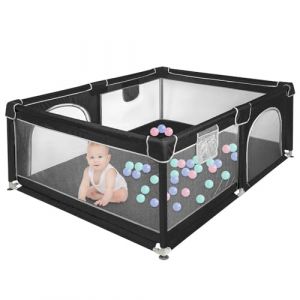Petit Parc pour Bébé Pliable 90x90cm, Parc de jeux bébé avec Maille douce Respirante, Parc Enfant Pour Intérieur et Extérieur, 120 * 160 * 66 cm-noir (Hechheu, neuf)
