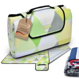 Beautissu Couverture Pique Nique Impermeable 200x200 cm Vert Bella – Plaid Tapis Pique Nique Nappe Picnic Portable pour Camping, Jardin Couverture de Plage avec Poignée (Brandvin, neuf)