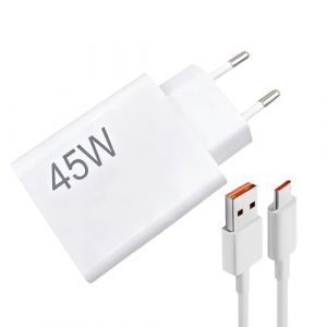 Chargeur Rapide 45W USB-C, 45W Chargeur Rapide avec C&acirc;ble USB C 2M pour 14 13 12 11 10 Note 14 14 5G 14 Pro 13 12S 12 POCO Pad M6 10T Pro Lite (TuXingMeiLing, neuf)