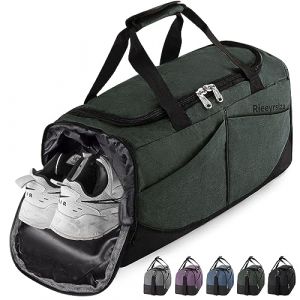 Rieeyrslza 40L Grande Sac de Sport/de Voyage Weekend avec Compartiment Chaussures, Waterproof Multiuse Sac à Bandoulière ou Fourre-Tout (Vert Armée o2) (Weiao, neuf)