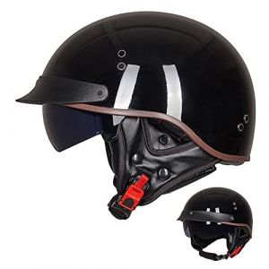 ACLFFSHOP Demi Casque De Moto, Casque Jet Rétro, Casque Bol Moto Homologué ECE, Casques Vintage à Face Ouverte, avec Pare-Soleil et Doublure Intérieure Amovible, pour Vélos Motos Scooter (GXPgxp, neuf)