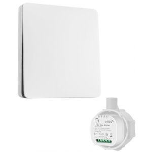 UTOI Interrupteur Sans Fil Sans Pile, Kit Interrupteur Va et Vient Sans Fil avec Récepteur 15A, RF Télécommande à Distance pour Lampe LED 220V, Étanche IP67, Blanc (1 Interrupteur + 1 Récepteur) (UTOI EU, neuf)