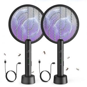 GooQand 2PCS Raquette Electrique Insectes 4000v Puissante Raquette Anti Moustique Rechargeable par USB, Anti Moustiques et Les Insectes Volants Efficace, pour Int&eacute;rieur et Ext&eacute;rieur-Noir (GooQand Boutique Officielle NY, neuf)