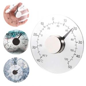 Tkxjry Thermom&egrave;tre d'ext&eacute;rieur, Thermom&egrave;tre Ext&eacute;rieur Transparent,pour la D&eacute;tection de Temp&eacute;rature Ext&eacute;rieure et Int&eacute;rieure, -40 &agrave; 50 degr&eacute;s Celsius, diam&egrave;tre 11 cm (Jiahe Daily Necessities Store, neuf)