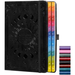 Carnet d'adresses avec onglets alphab&eacute;tiques color&eacute;s (21,3 x 14,5 cm) &ndash; Organiseur de contacts &agrave; couverture rigide pour mots de passe de site Web, t&eacute;l&eacute;phone, licence de logiciel et informations (ZT BenYu, neuf)