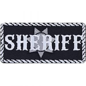 Écusson Thermocollant "SHERIFF" - Patch Étoile de Sheriff à Coudre/à Repasser | Autocollant Police | Appliqué Insigne de Sheriff pour Tous les Tissus | 90x45mm (EXPRESS-STICKEREI, neuf)