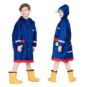 Baogaier Imperméable Enfants Garçons Combinaison de Pluie á Capuche Poncho Vest Manteaux Léger Long Réfléchissant Avion Imprimé avec Poche et Sac pour Randonnée Running Sport Vélo Garçon 6-8 ans Bleu (Baogaier, neuf)