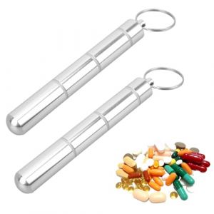 HSKRKOW 2 Pièces Pilulier Semainier Métal Voyage Pilulier Organisateur,Boîte à comprimés à 3 compartiments,Boîte à Pilules de Voyage étanche et Empilable pour Vitamines, Huile de Poisson, Suppléments (HSKRKOW, neuf)