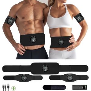 Yonars Electrostimulateur Musculaire, EMS Ceinture Abdominale Electrostimulation Appareil Abdominal, 6 Modes, 18 Niveaux d'intensité, avec Chauffage à 3 étages avec télécommande (VERS EU, neuf)