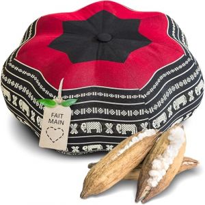 livasia coussin de m&eacute;ditation &eacute;toile grande taille - &Oslash; 40x20cm Coussin de yoga kapok, Pouf, Coussin de sol yoga zen m&eacute;ditation, Coussin zafu jardin balcon, Coussin d&rsquo;assise fait main (Noir/&Eacute;l&eacute;phants) (livasia, neuf)