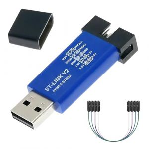 ST-Link V2 Mini Programmateur et D&eacute;bogueur pour STM8 / STM32 avec Bo&icirc;tier Aluminium &ndash; Compatible Arduino &ndash; Interface USB 2.0 &ndash; Brochage Imprim&eacute; + C&acirc;ble et E-Book Inclus (LINYANYANGKEJI, neuf)