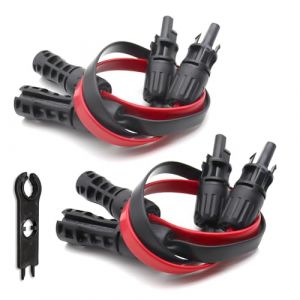 KUBOWAI C&acirc;ble Plat de Panneau Solaire, Rallonge Solaire Photovolta&iuml;que Tr&egrave;s Flexible, pour Connecter des Panneaux Solaires et des Onduleurs，Classe de Tension 1500V 4 mm&sup2; (2 Paire) (kubowai, neuf)