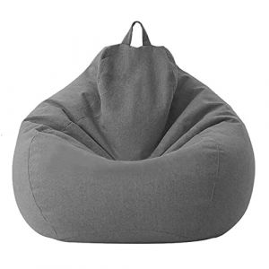 Highdi Enfants Peluche Sac Haricots Pouf Adultes Adolescents, Rangement de Jouets Stockage, Pouf Pliable Portable pour Fauteuil Déco Grande Fauteuil de Salon (100x120cm,Gris foncé) (Highdi, neuf)