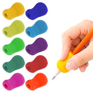 ZORVUJI 10 Pièces Aide à l'Écriture pour Enfants, Porte-Stylo Ergonomique en Silicone pour Droitier ou Gaucher (MiaoWL, neuf)