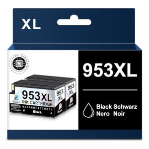 DOUBLE D 953XL Noir Cartouches d'encre pour HP 953XL 953 XL,Non affect&eacute; par la Mise &agrave; Niveau, pour HP Officejet Pro 7720 7730 7740 8710 8715 8210 8720 8725 8728 8730 (2BK) (DOUBLE D-FR, neuf)