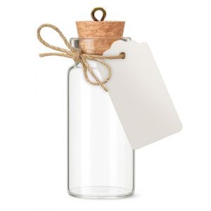 Petite fiole en verre de 10 ml avec bouchon en li&egrave;ge, &eacute;tiquette en kraft blanc, crochet de suspension et ficelle, mini bouteille id&eacute;ale pour d&eacute;coration, mariage et DIY (Mister Curiosities - Vendeur Fran&ccedil;ais, neuf)