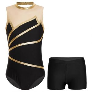 Oyolan Enfant Fille Justaucorps Gymnastique Strass Tenue de Gym sans Manches 5-16 Ans G Or 11-12 ans (Oyolan EU, neuf)