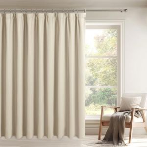 DWCN Rideau occultant Thermique pour Salon avec Galon fronceur, s&eacute;parateur de pi&egrave;ce, pour Chambre d'enfant, 200 x 210 cm (Largeur x Hauteur) - Extra Large - S&eacute;parateur de pi&egrave;ce - Beige Clair (DWCN EU, neuf)
