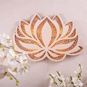 Mandala Yoga Room Night Light, Mandala Applique Murale Multicouche D&eacute;coup&eacute;e Au Laser Sculpt&eacute; LED &Eacute;l&eacute;gant Mandala Suspendu MDF Panneaux Lampe D&eacute;coration (lotus) (C'est l'amour, neuf)