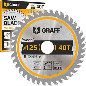 GRAFF Disque à Tronçonner Meuleuse 125 – pour Bois, Contreplaqué, Stratifié, Cloison, Sèche, Plastique – Sculpture avec Alésage de 22,23 mm, Carbure de tungstène (UAB Handproftools, neuf)