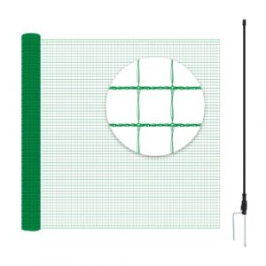 WOLTU Filet de Volière 10x0,9m, Filet Anti-Oiseaux Filet de Protection Jardin, Clôture pour Poules, avec Cordes Piquets de Terre Attaches-Câbles, 53 g/m² PE, Vert (WOLTU GmbH, neuf)