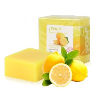 Amexo 2 Pièces Savon au Citron Savon Antiseptique Skincare Savon Naturel Solide 100g Savon Éclaircissant le Corps le Visage Savon Curcuma pour Bain Douche Lavage (Citron) (Amoxike, neuf)