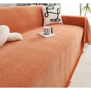 Home Couvre Canap&eacute; avec Franges, Couvre Lit Imperm&eacute;able, Multifonction Jet&eacute; De Canap&eacute; Grande Taille, Plaid Chevrons, Couvre-lit Por Canape &Agrave; Housse, Jet&eacute; De Lit Ou Jet&eacute; De Canap&eacute;(Orange,180cm x 340cm) (U.mi, neuf)