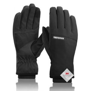 TRENDOUX Gant Chaud Hiver Homme Femme, Gants Tactiles Polaire, Anti Froid Coupe-Vent Antid&eacute;rapant Imperm&eacute;able &Eacute;lastiqu&eacute;s pour Ski Snowboard Velo Scooter Conduite Smartphone Running Cyclisme - Noir L (TRENDOUX, neuf)