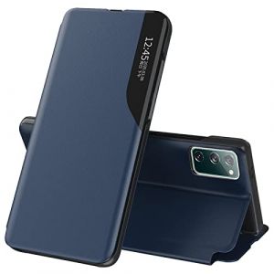 Coque S20 FE Coque pour Samsung S20 FE 5G Cuir Fine Clear Flip Folio Étui à Rabat Housse pour Samsung Galaxy S20 FE Case 360 Full Body Antichoc Anti-Rayure Béquille Stand Support Cover (Bleu) (Fiyer-FR, neuf)
