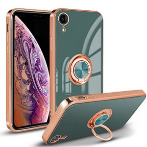 Newseego Compatible avec iPhone XR Coque,iPhone XR Coque de Protection Antichoc Housse en Silicone Souple pour iPhone XR 360°Rotation Support de Voiture de Bague Magnétique iPhone XR Housse-Gris (NewseegoUK, neuf)