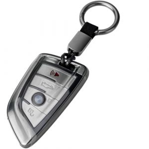 XMSCN Coque de cl&eacute; de voiture en TPU pour BMW S&eacute;rie 1, 2, 3, 4, 5, 6, X1, X2, X3, X4, X5, X5M, X6, X6M, GT, M5 avec anneau de protection de cl&eacute; intelligente, 3 &agrave; 4 boutons en TPU (Cares Auto Parts, neuf)