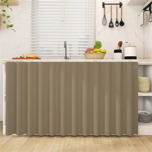 Odot Rideau Cuisine Court Anti-Poussi&egrave;re Avanc&eacute;e, Auto-adh&eacute;sif Rideaux Couleur Unie Courts sans Per&ccedil;age Rideau Fenetre Petit Occultant, pour Armoire, Cuisine, sous &Eacute;vier (Kaki,120x80cm) (Odot, neuf)