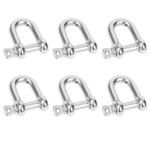 Manille Inox 6 Pi&egrave;ces M6 Manille Inox Acier 304 Manille de Levage Manille D'anneau de D de Cha&icirc;ne Manille d'anneau d'arc pour Sports Randonn&eacute;e Transportant (YEASHI, neuf)