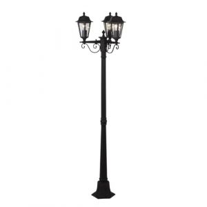 Lindby Lampadaire extérieur Lamina (Antique, Classic) en Marron Aluminium (à 3 lampes, E27), Candélabre, luminaire d’extérieur (Lampenwelt, neuf)