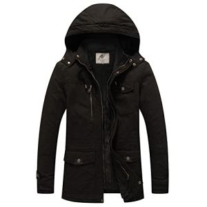WenVen Homme Manteau Hiver Chaud Veste Epaisse Manteau &agrave; Capuche en Fausse Fourrure Blouson Hiver Chaud Parka Hiver Chaude Multi-Poche Noir M (C'est&nbsp;la&nbsp;vie, neuf)