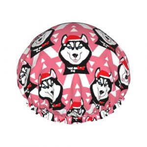 Bonnet de douche pour douche &ndash; Joli bonnet de P&egrave;re No&euml;l amusant Husky &ndash; Grand bonnet de douche r&eacute;utilisable et imperm&eacute;able &ndash; Bonnet de douche double couche pour femme &ndash; Bonnet de douche pour la douche (SA-Toy, neuf)