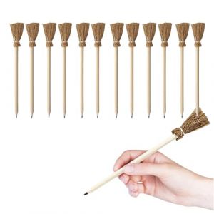 DmDoyy Balai Crayon De Bois, 12 Pi&egrave;ces Crayon en Forme De Balai, F&ecirc;te &Agrave; Th&egrave;me Magique, Faveurs De F&ecirc;te, pour Halloween Et Anniversaire (ShiJiaZhuangChunZhiChuanShangMaoYouXianGongSi, neuf)