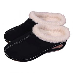 Chaussons Chauds Femme Pantoufle Mule Femme - Chaussures d'hiver &agrave; enfiler l'int&eacute;rieur et l'ext&eacute;rieur sabots et douillets doubl&eacute;s en fausse fourrure avec talon inclin&eacute; semelle en polaire chaude (xqYSmk, neuf)
