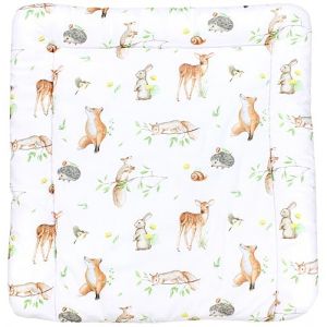 TupTam Matelas à Langer à Motifs pour Bebe Filles et Garçons, Animaux de la forêt/Hérisson/Chevreuil/Renard/Lapin/Beige, 75 x 85 cm (LotteStyle, neuf)