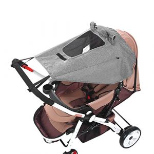Voile d'ombrage pour Poussettes Bébé Pare-Soleil Universelle Auvent Pare Soleil pour Nacelle Landau Capote de Poussette bebe Anti UV UPF50 Couverture Protection Soleil Réglable avec Sac de Rangement (LONGTENGUK, neuf)