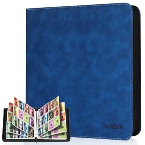 JoyHood Classeur de Cartes &agrave; Collectionner compatible avec TCG - Peut contenir 960 cartes - Album Classeur Convient pour PM MTG OPCG - Avec Fermeture Eclair (Bleu Saphir, 12 Pockets) (TAXIDEA EUROPE, neuf)