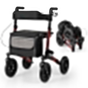 RELAX4LIFE Déambulateur 4 Roues Pliable Léger | Rollator 4 Roues Tout Terrain | Assise & Dossier Rembourrés | Panier | Hauteur Réglable | Déambulateur Pliable Portable pour Personnes Âgées (Rouge) (RELAX4LIFE, neuf)