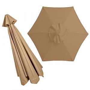 Toile de rechange pour parasol 2.0m/2.7m/3.0m, toile de parasol deport&eacute; 6 baleines/8 Baleines, Housse de rechange pour parasols de jardin, Anti-UV ext&eacute;rieur Parasols Auvent de rechange(Couleur:Kaki,Ta (CSXMY, neuf)